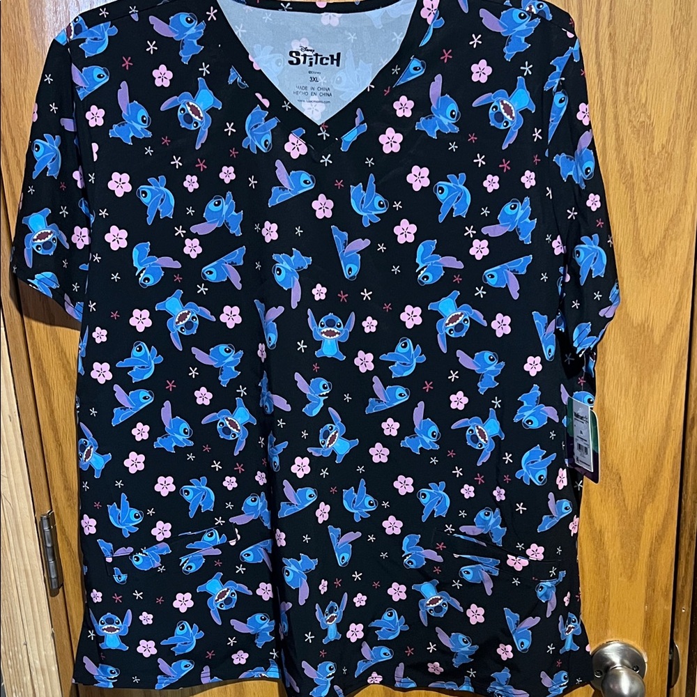 Lilo and Stitch Women's Scrub Top with Short Sleeves